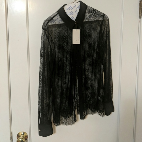 N.W.T.    Black lace button down overshirt - Picture 1 of 4